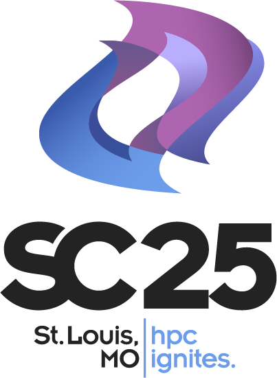 The SC25 logo. It reads "St Louis, MO" "HPC Ignites"